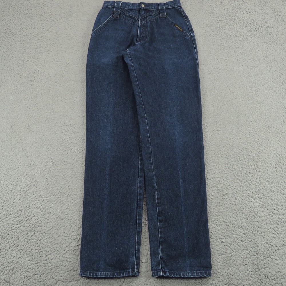 Vintage Rocky Mountain Jeans Womens 32/13 28x36 Blue BareBack Western Riding